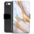 iPhone 5/5S/SE Premium Flip Cover med Pung - Elegant Marmor