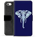 iPhone 5/5S/SE Premium Flip Cover med Pung - Elefant