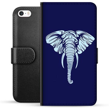 iPhone 5/5S/SE Premium Flip Cover med Pung - Elefant