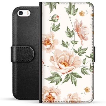 iPhone 5/5S/SE Premium Flip Cover med Pung - Floral