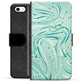 iPhone 5/5S/SE Premium Flip Cover med Pung - Grøn Mynte
