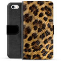 iPhone 5/5S/SE Premium Flip Cover med Pung - Leopard