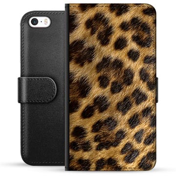 iPhone 5/5S/SE Premium Flip Cover med Pung - Leopard