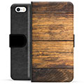 iPhone 5/5S/SE Premium Flip Cover med Pung - Træ