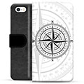 iPhone 5/5S/SE Premium Flip Cover med Pung - Kompas