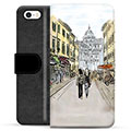 iPhone 5/5S/SE Premium Flip Cover med Pung - Italiensk Gade