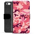 iPhone 5/5S/SE Premium Flip Cover med Pung - Pink Camo