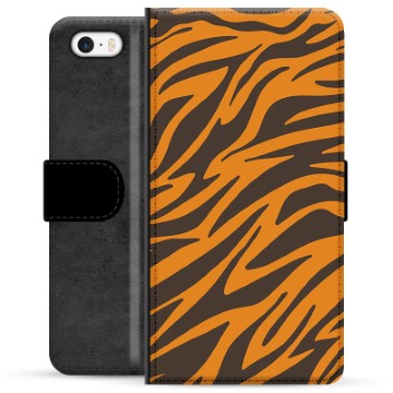 iPhone 5/5S/SE Premium Flip Cover med Pung - Tiger
