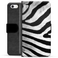 iPhone 5/5S/SE Premium Flip Cover med Pung - Zebra