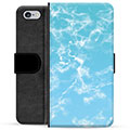 iPhone 6 / 6S Premium Flip Cover med Pung - Blå Marmor