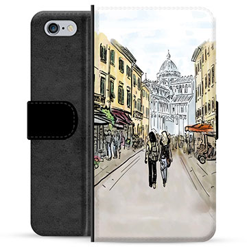 iPhone 6 / 6S Premium Flip Cover med Pung - Italiensk Gade