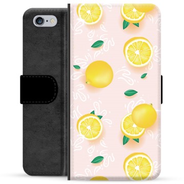 iPhone 6 / 6S Premium Flip Cover med Pung - Citron Mønster