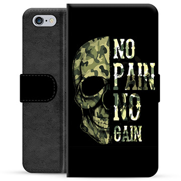 iPhone 6 / 6S Premium Flip Cover med Pung - No Pain, No Gain
