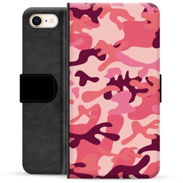iPhone 7/8/SE (2020)/SE (2022) Premium Flip Cover med Pung - Pink Camouflage