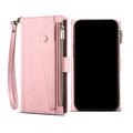 iPhone 7/8/SE (2020)/SE (2022) Esseble Etui M. Pung med lynlås og håndledsrem - lyserød