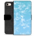 iPhone 7/8/SE (2020) Premium Flip Cover med Pung - Blå Marmor