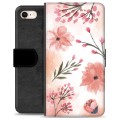 iPhone 7/8/SE (2020)/SE (2022) Premium Flip Cover med Pung - Lyserøde Blomster
