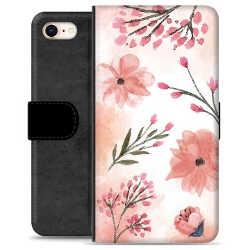 iPhone 7/8/SE (2020) Premium Flip Cover med Pung - Lyserøde Blomster