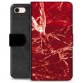 iPhone 7/8/SE (2020) Premium Flip Cover med Pung - Rød Marmor
