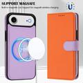 iPhone Air aftageligt pungetui med MagSafe, RFID-beskyttelse og håndrem - orange / lilla