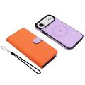 iPhone Air aftageligt pungetui med MagSafe, RFID-beskyttelse og håndrem - orange / lilla