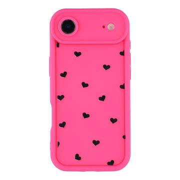iPhone Air stødsikkert TPU-cover med hjertemønster og forhøjede kanter - Hot Pink