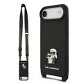 iPhone Air Karl Lagerfeld Saffiano Crossbody Metal Karl & Choupette Cover - Sort