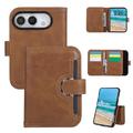 iPhone Duo Wallet cover med 8 kortpladser og håndledsrem - brun