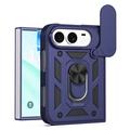 iPhone Duo Roterende Ring Hybrid Cover med Kameraskjold - Blå