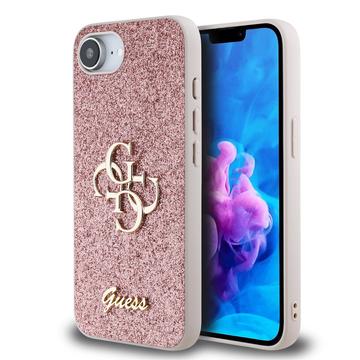 iPhone 16e Guess Fixed Glitter 4G Metal Logo Cover - Pink