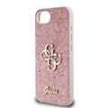 iPhone 16e Guess Fixed Glitter 4G Metal Logo Cover - Pink