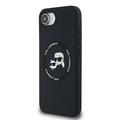 iPhone 16e Karl Lagerfeld Karl and Choupette MagSafe Cover i flydende silikone - Sort