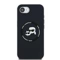 iPhone 16e Karl Lagerfeld Karl and Choupette MagSafe Cover i flydende silikone - Sort