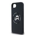 iPhone 16e Karl Lagerfeld Karl and Choupette MagSafe Cover i flydende silikone - Sort