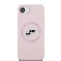 iPhone 16e Karl Lagerfeld Karl and Choupette MagSafe Cover i flydende silikone - Pink