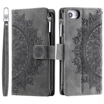 iPhone 16e Mandala Series Etui med Pung - Grå