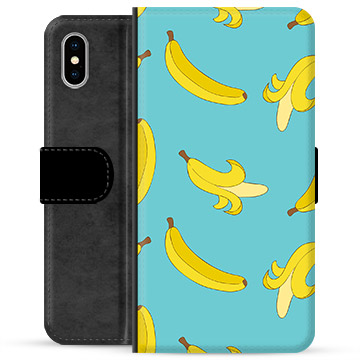 iPhone X / iPhone XS Premium Flip Cover med Pung - Bananer