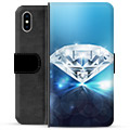 iPhone X / iPhone XS Premium Flip Cover med Pung - Diamant