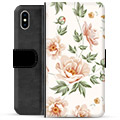 iPhone X / iPhone XS Premium Flip Cover med Pung - Floral