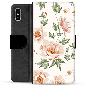 iPhone X / iPhone XS Premium Flip Cover med Pung - Floral