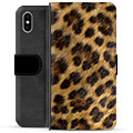 iPhone X / iPhone XS Premium Flip Cover med Pung - Leopard