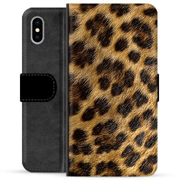 iPhone X / iPhone XS Premium Flip Cover med Pung - Leopard