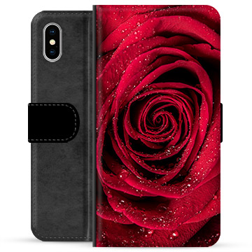 iPhone X / iPhone XS Premium Flip Cover med Pung - Rose