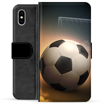 iPhone X / iPhone XS Premium Flip Cover med Pung - Fodbold