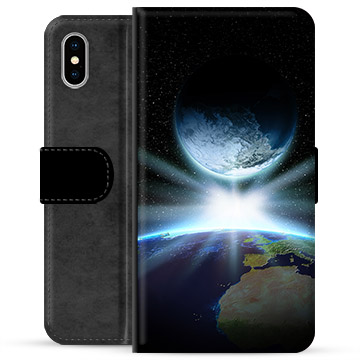 iPhone X / iPhone XS Premium Flip Cover med Pung - Verdensrum