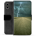 iPhone X / iPhone XS Premium Flip Cover med Pung - Storm