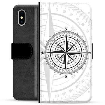 iPhone X / iPhone XS Premium Flip Cover med Pung - Kompas