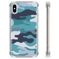 iPhone X / iPhone XS Hybrid Cover - Blå Camouflage
