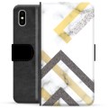 iPhone X / iPhone XS Premium Flip Cover med Pung - Abstrakt Marmor