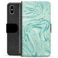 iPhone X / iPhone XS Premium Flip Cover med Pung - Grøn Mynte